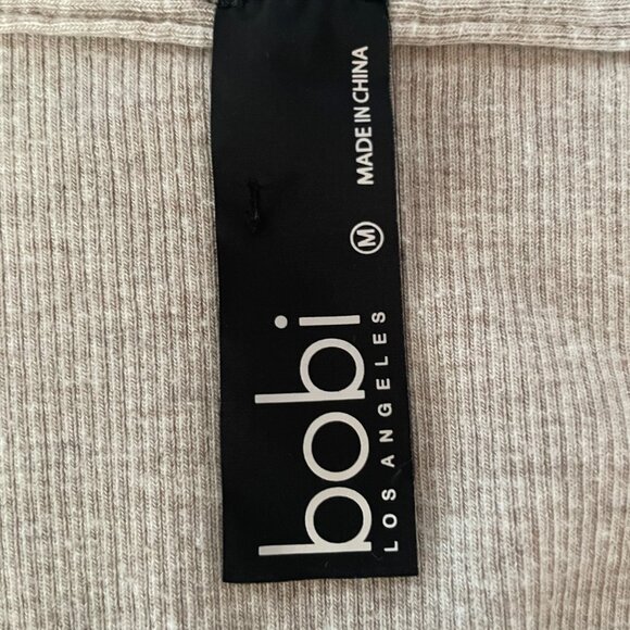Bobi Los Angeles Wrap Front Long Sleeve Top in Oatmeal, Size Medium - Picture 5 of 6
